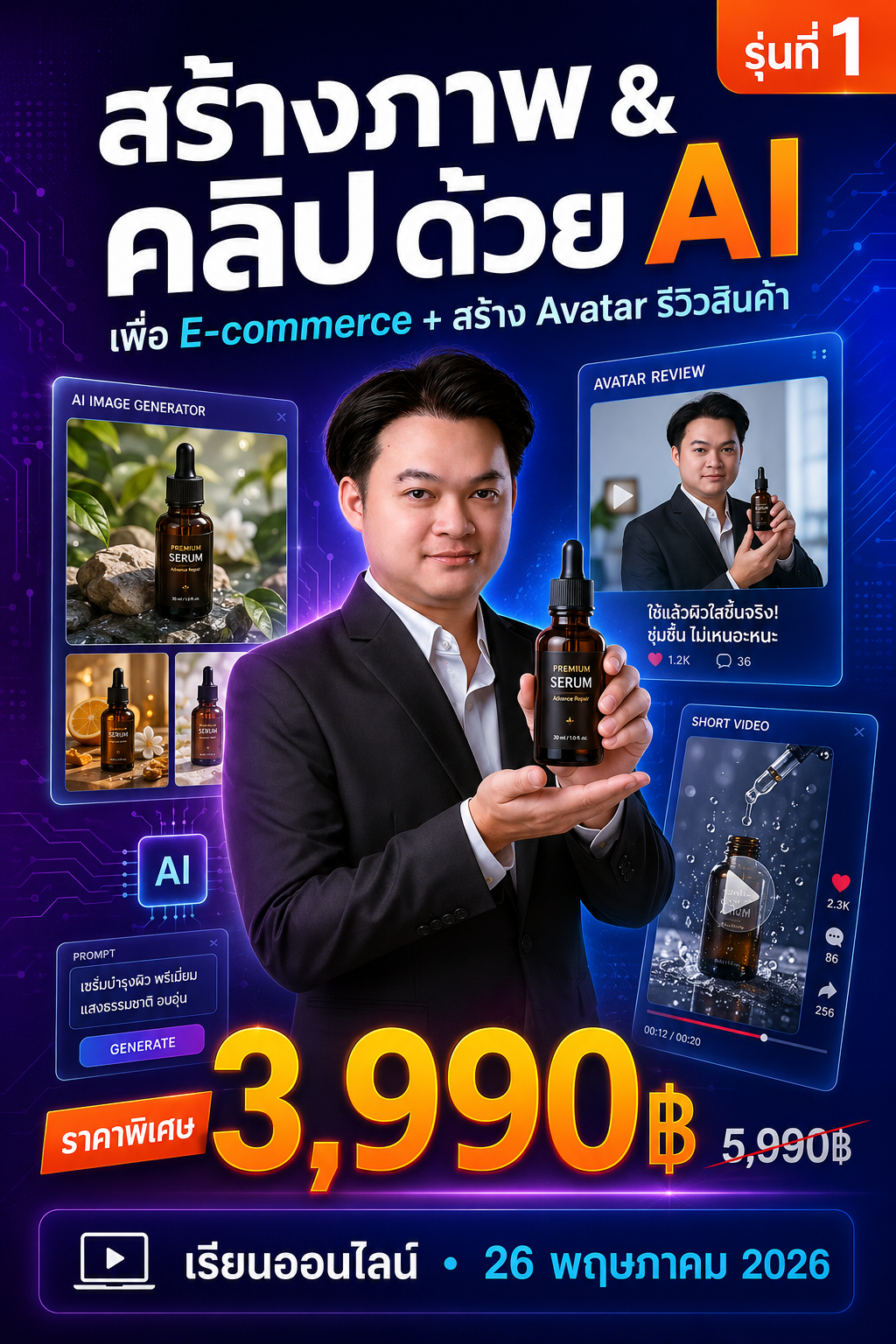 สร้างภาพสินค้าและคลิปรีวิวด้วย AI รุ่น2